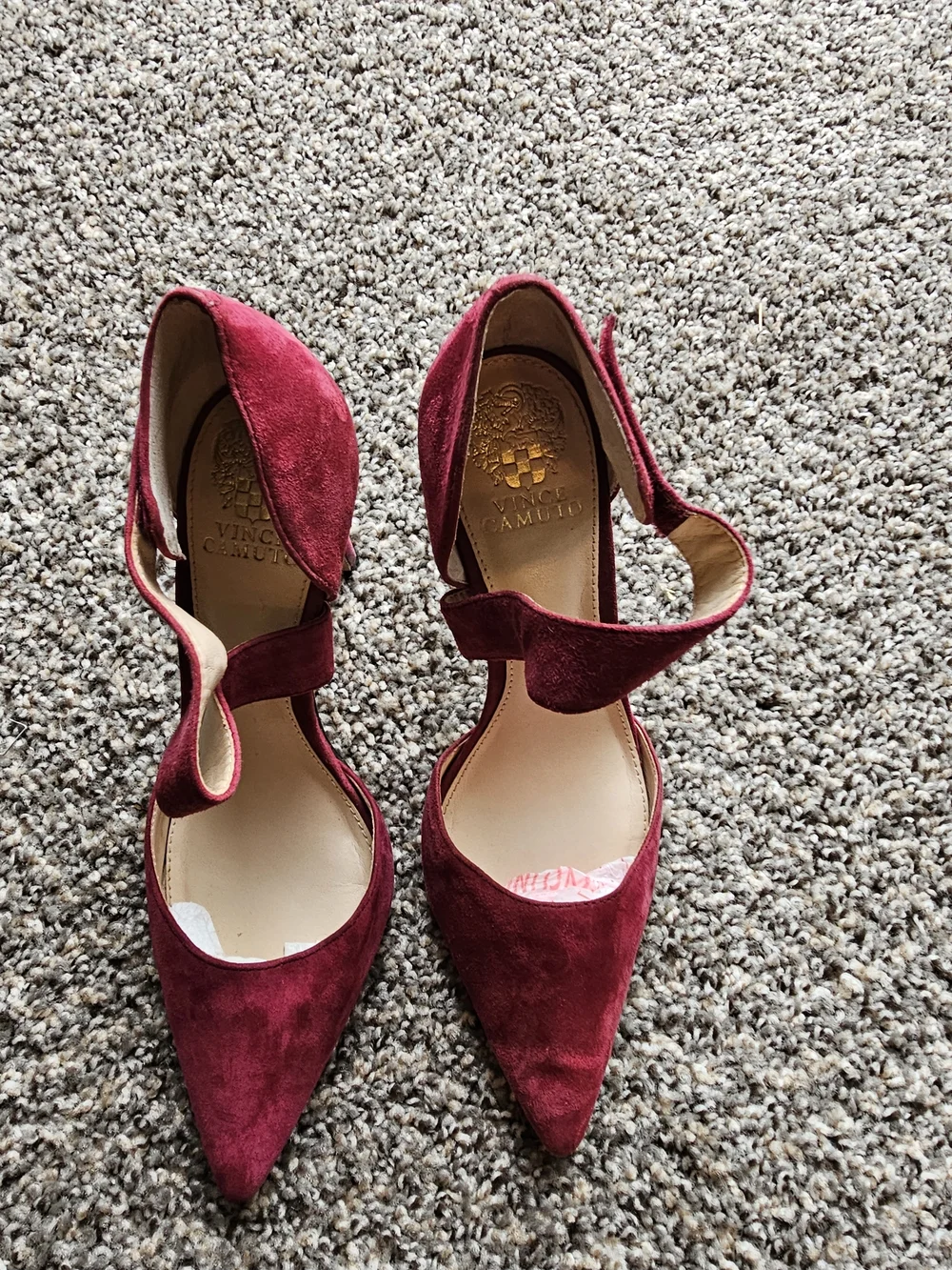 Vince Camuto Women's Wine Suede Pointed-Toe Ankle-Strap Heels - Picture 2 of 9